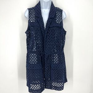 Chico's Navy Eyelet Swim Cover-Up Chico's Size 1 M (8)